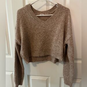 Garage Brown Cropped Wool Sweater - Small